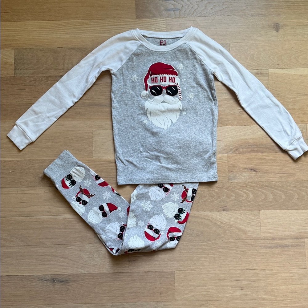 Kids Matching Family Glow Ho Ho Ho Snug Fit Cotton Pajamas - Gray/Size 10